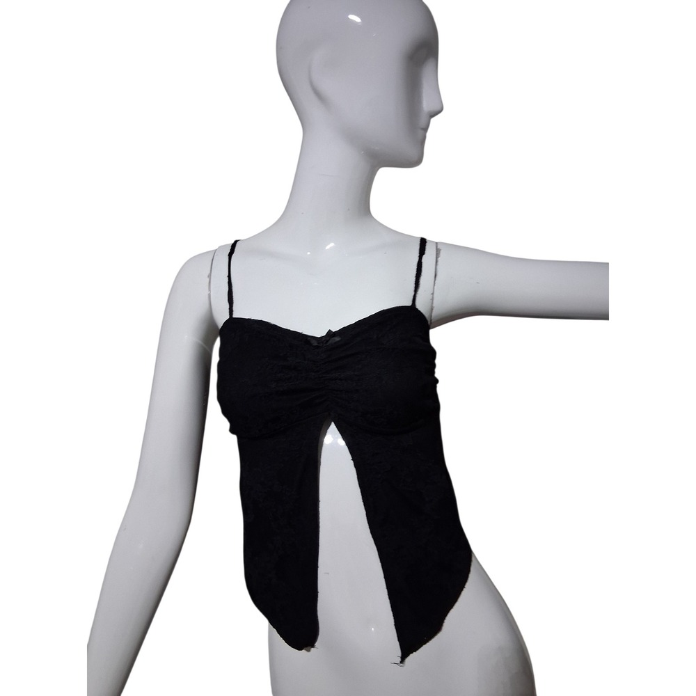 Y2k Mixed Threads Split Whimsigoth‎ Women's size X-Small Lace Dark Romantic Cami